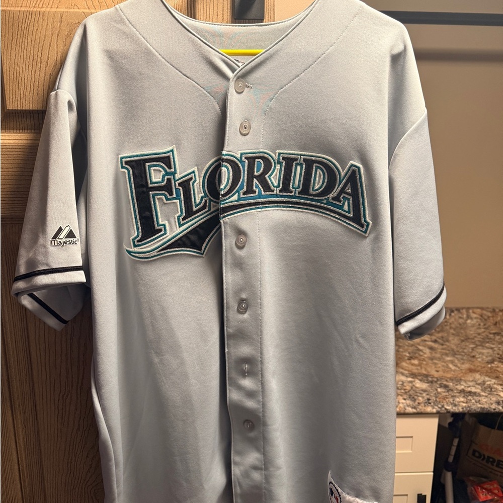 Majestic Gray Florida Marlins Jersey